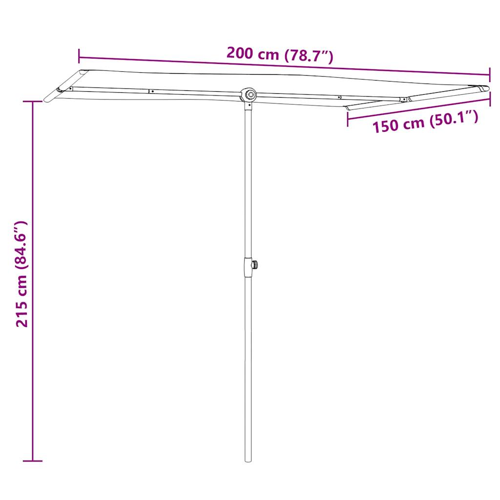 Sodo skėtis nuo saulės su aliuminio stulpu, terakota, 2x1,5m