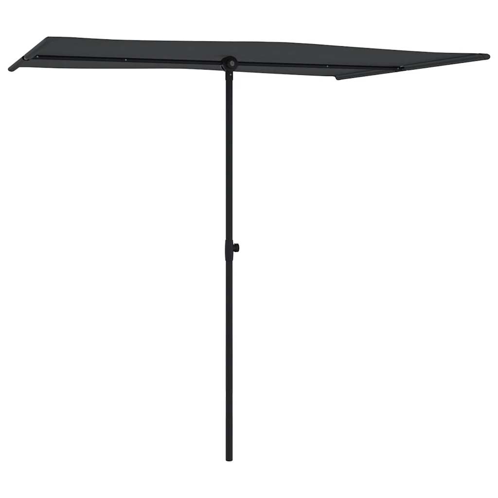 Sodo skėtis nuo saulės su aliuminio stulpu, juodas, 2x1,5m