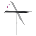 Sodo skėtis nuo saulės su aliuminio stulpu, juodas, 2x1,5m