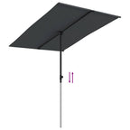 Sodo skėtis nuo saulės su aliuminio stulpu, juodas, 2x1,5m