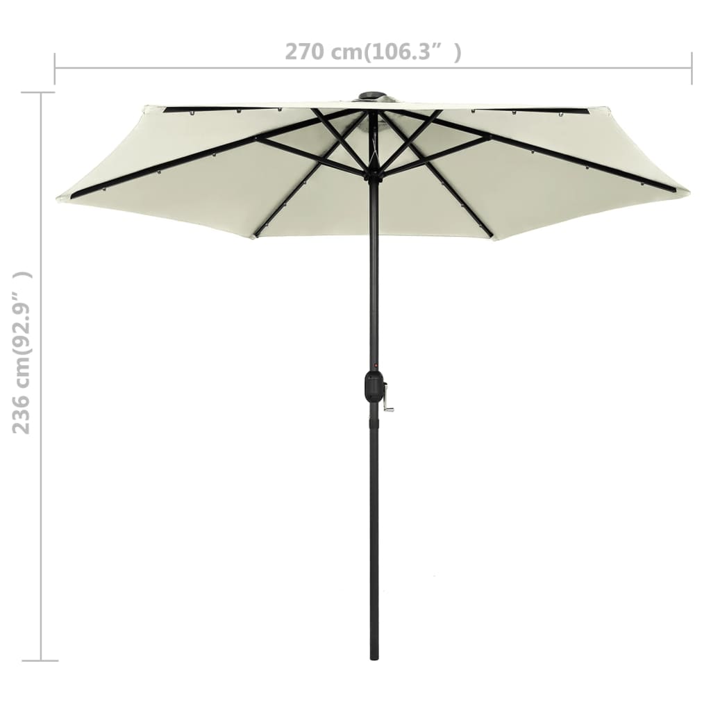 Sodo skėtis su LED ir aliuminio stulpu, 270cm