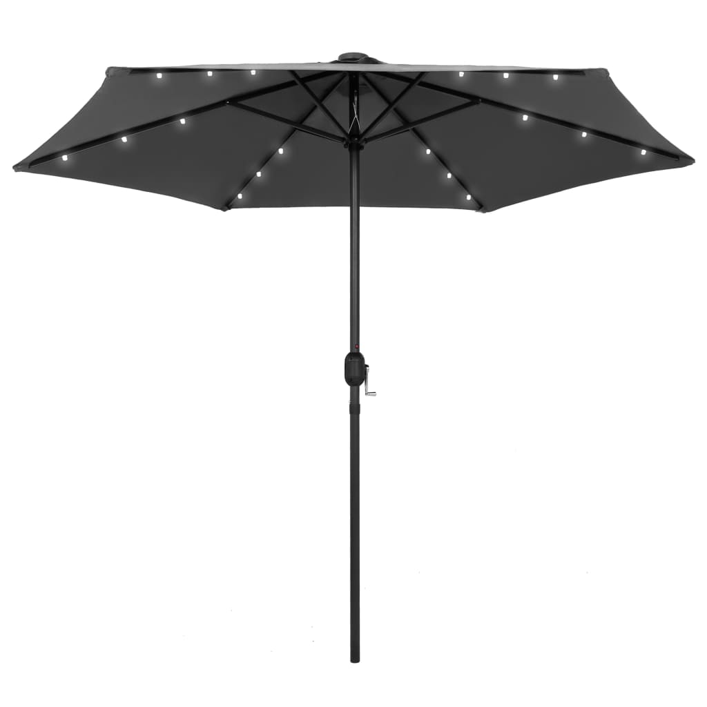 Sodo skėtis su LED ir aliuminio stulpu, smėlio baltas, 270cm