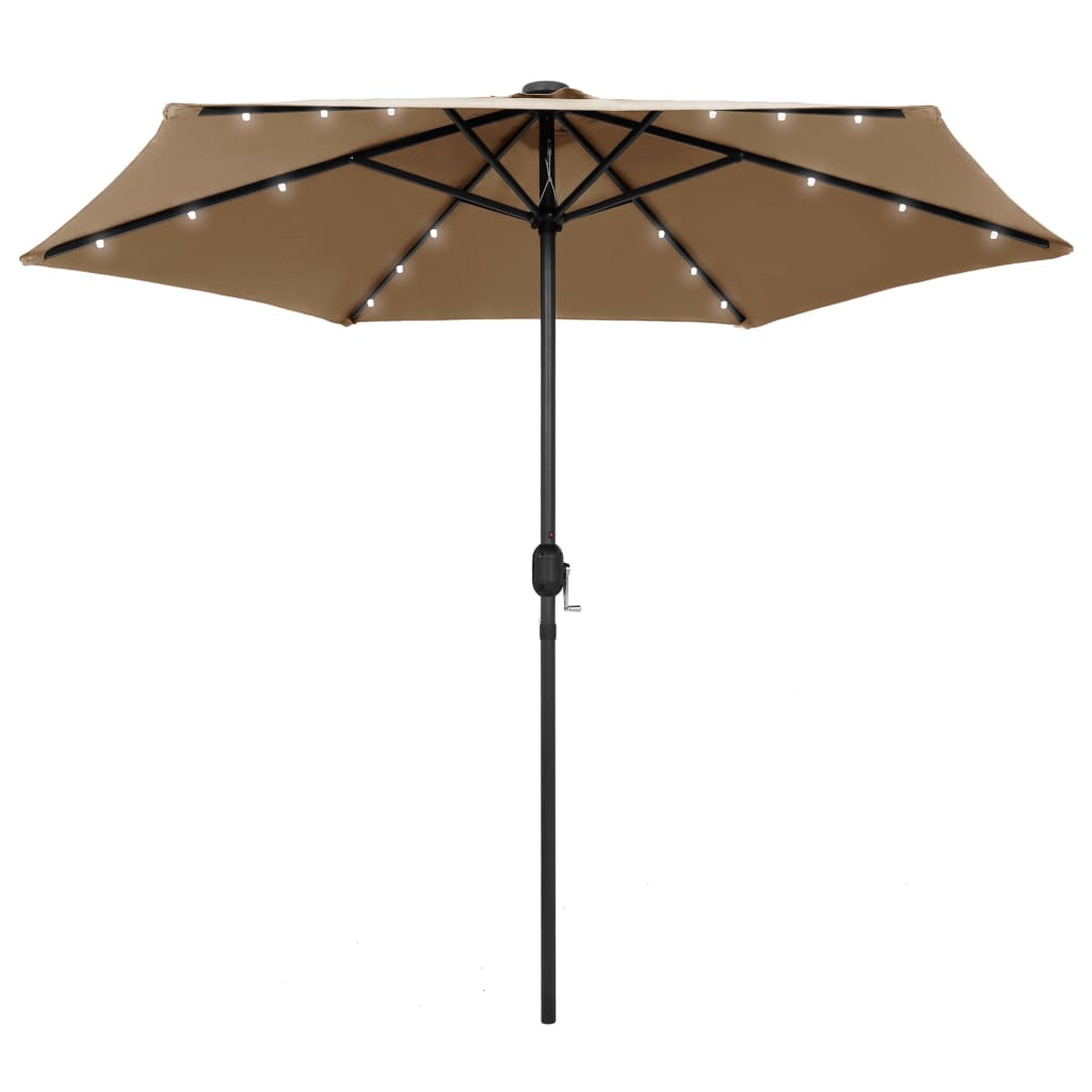 Sodo skėtis su LED ir aliuminio stulpu, smėlio baltas, 270cm
