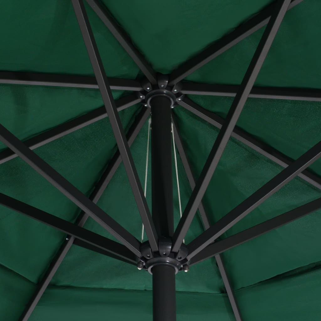 Sodo skėtis nuo saulės su aliuminio stulpu, žalias, 600cm
