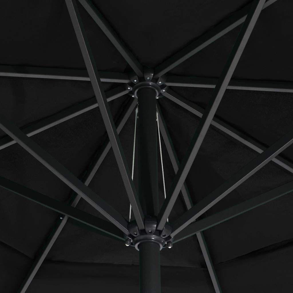 Sodo skėtis nuo saulės su aliuminio stulpu, juodas, 600cm