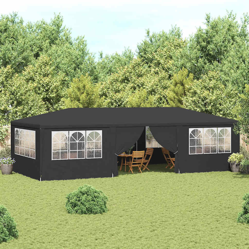 Proginė palapinė su šoninėmis sienomis, antracito, 4x9m, 90g/m²