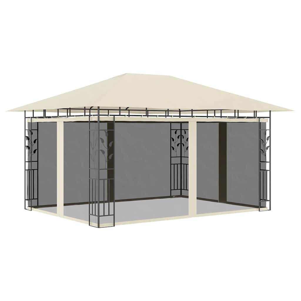 Pavėsinė su tinkleliu nuo uodų, kreminė, 3x3x2,73m, 180g/m²