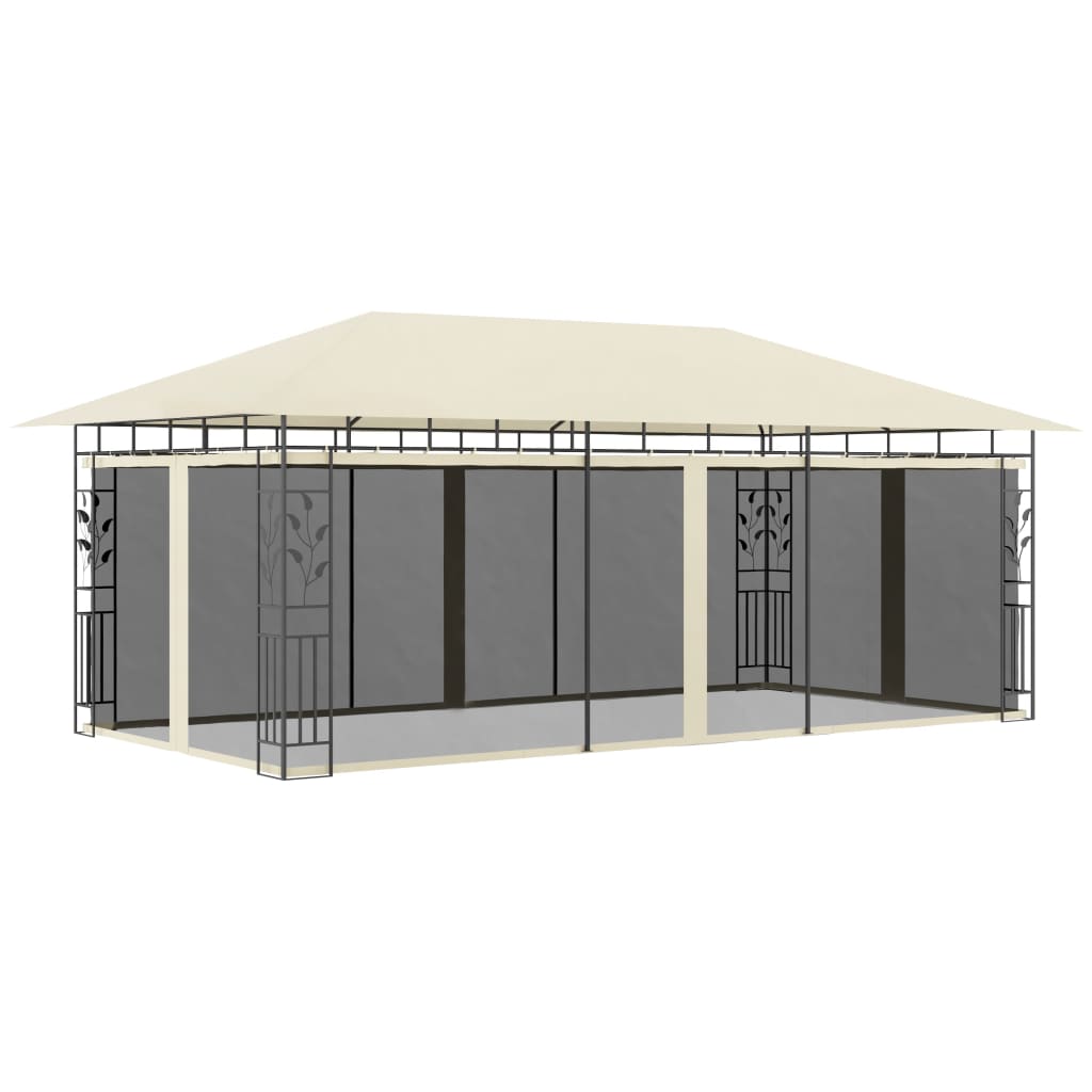 Pavėsinė su tinkleliu nuo uodų, kreminė, 3x3x2,73m, 180g/m²
