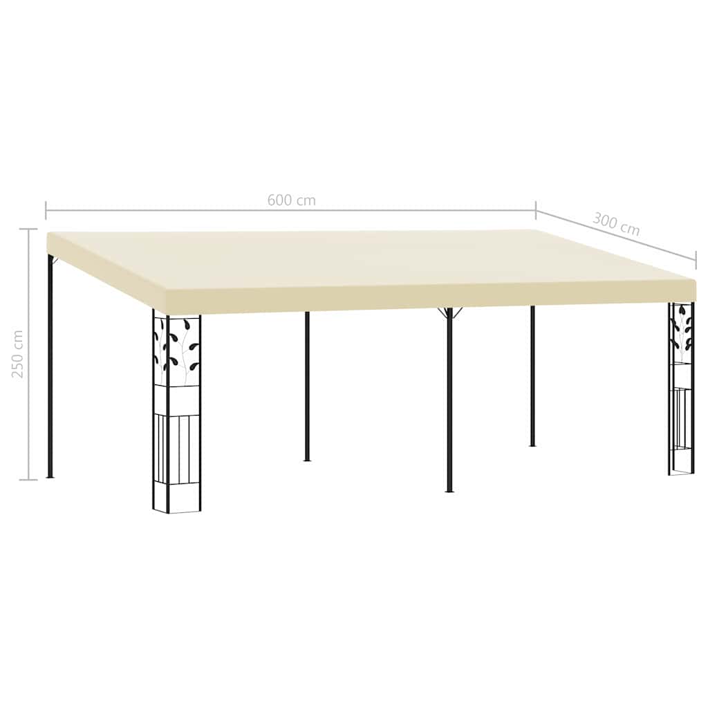 Prie sienos montuojama pavėsinė, kreminės spalvos, 6x3x2,5m