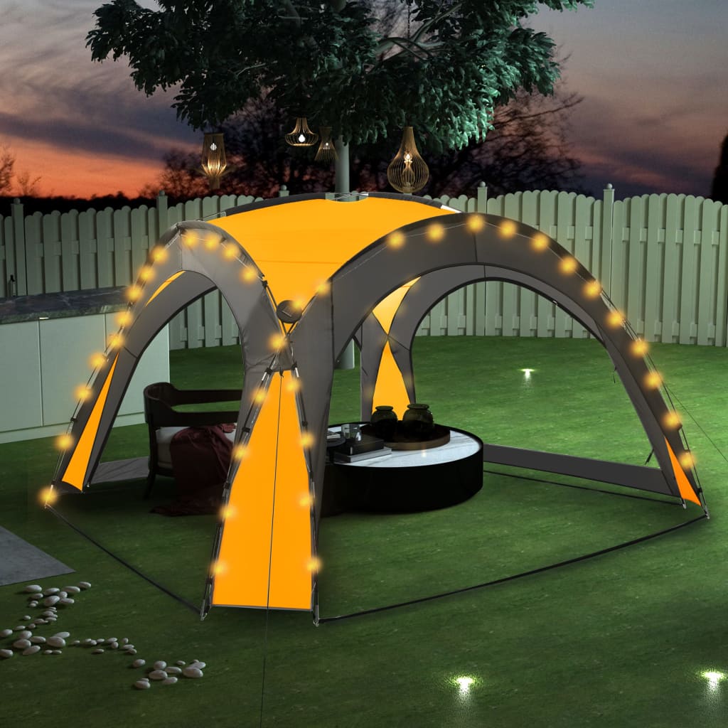 Proginė palapinė su LED ir 4 sienomis, mėlyna, 3,6x3,6x2,3m
