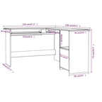 Kampinis stalas, betono, 120x140x75cm, mediena, L formos
