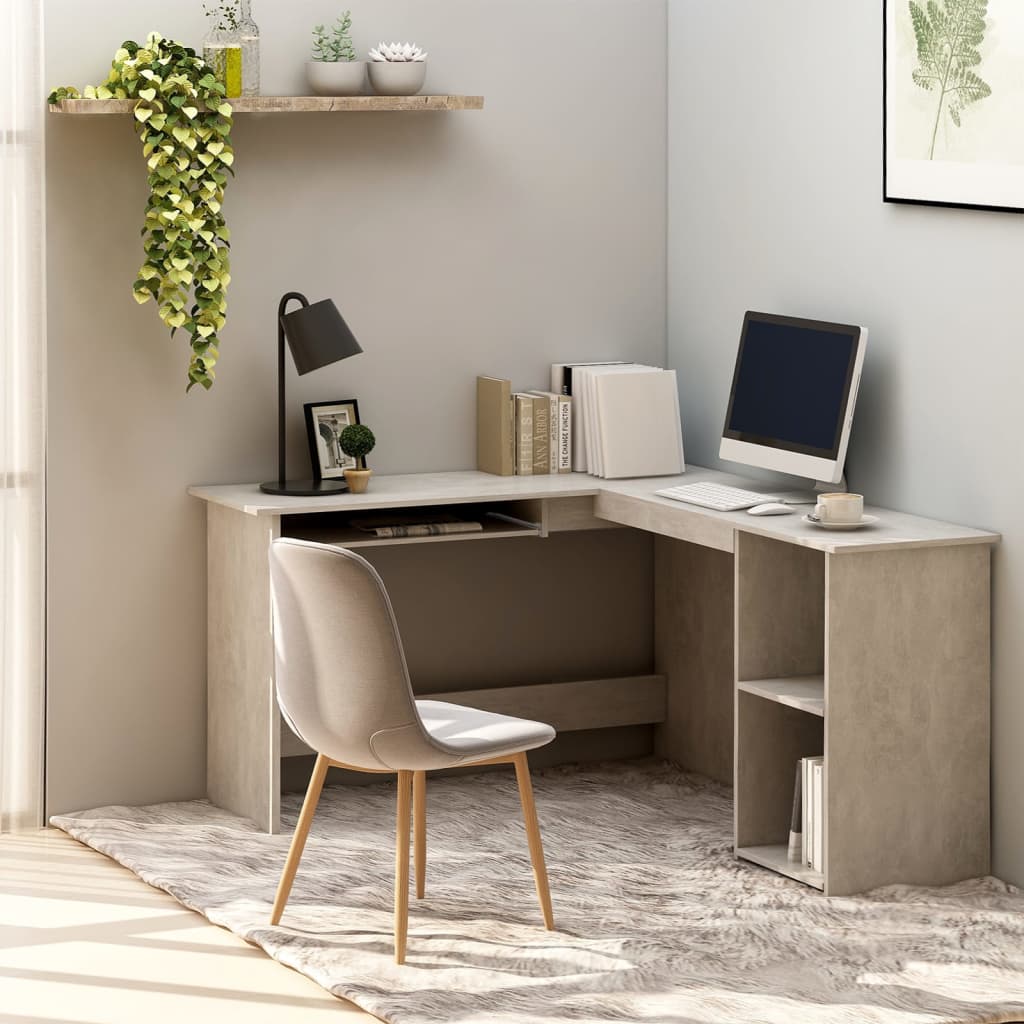 Kampinis stalas, betono, 120x140x75cm, mediena, L formos