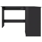 Kampinis stalas, juodas, 120x140x75cm, MDP, L formos, blizgus