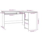 Kampinis stalas, juodas, 120x140x75cm, MDP, L formos, blizgus