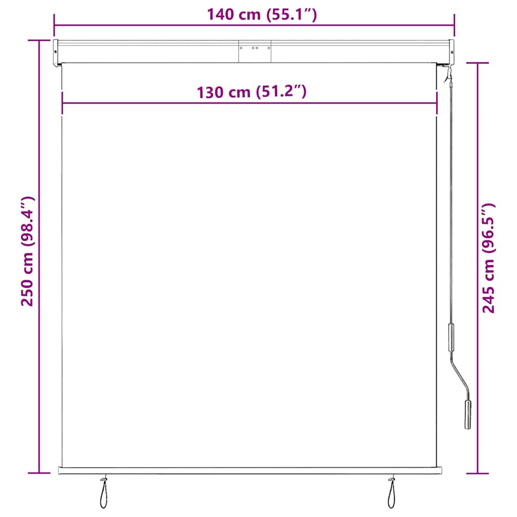Lauko roletas, 140x250cm, antracito spalvos