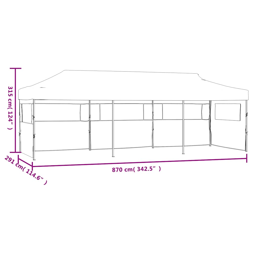 Išskleidžiama proginė palapinė su 5 sienomis, balta, 3x9m