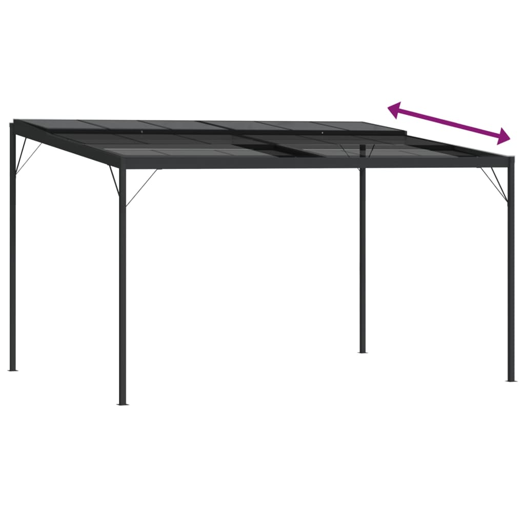 Pavėsinė su stogu, antracito, 4x3x2,5m, aliuminis ir plienas