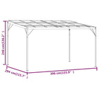 Pavėsinė su stogu, antracito, 4x3x2,5m, aliuminis ir plienas