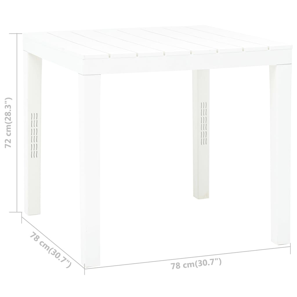 Sodo stalas, baltos spalvos, 78x78x72cm, plastikas