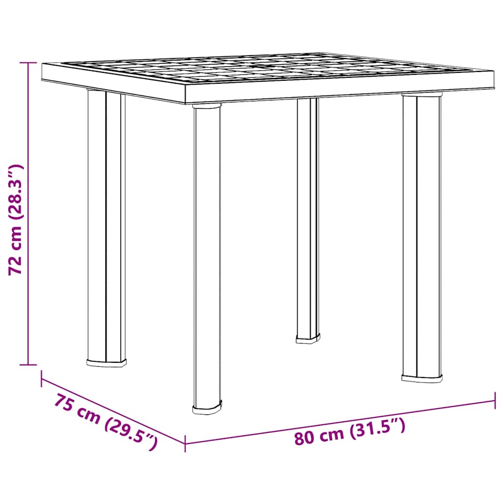 Sodo stalas, baltos spalvos, 80x75x72cm, plastikas