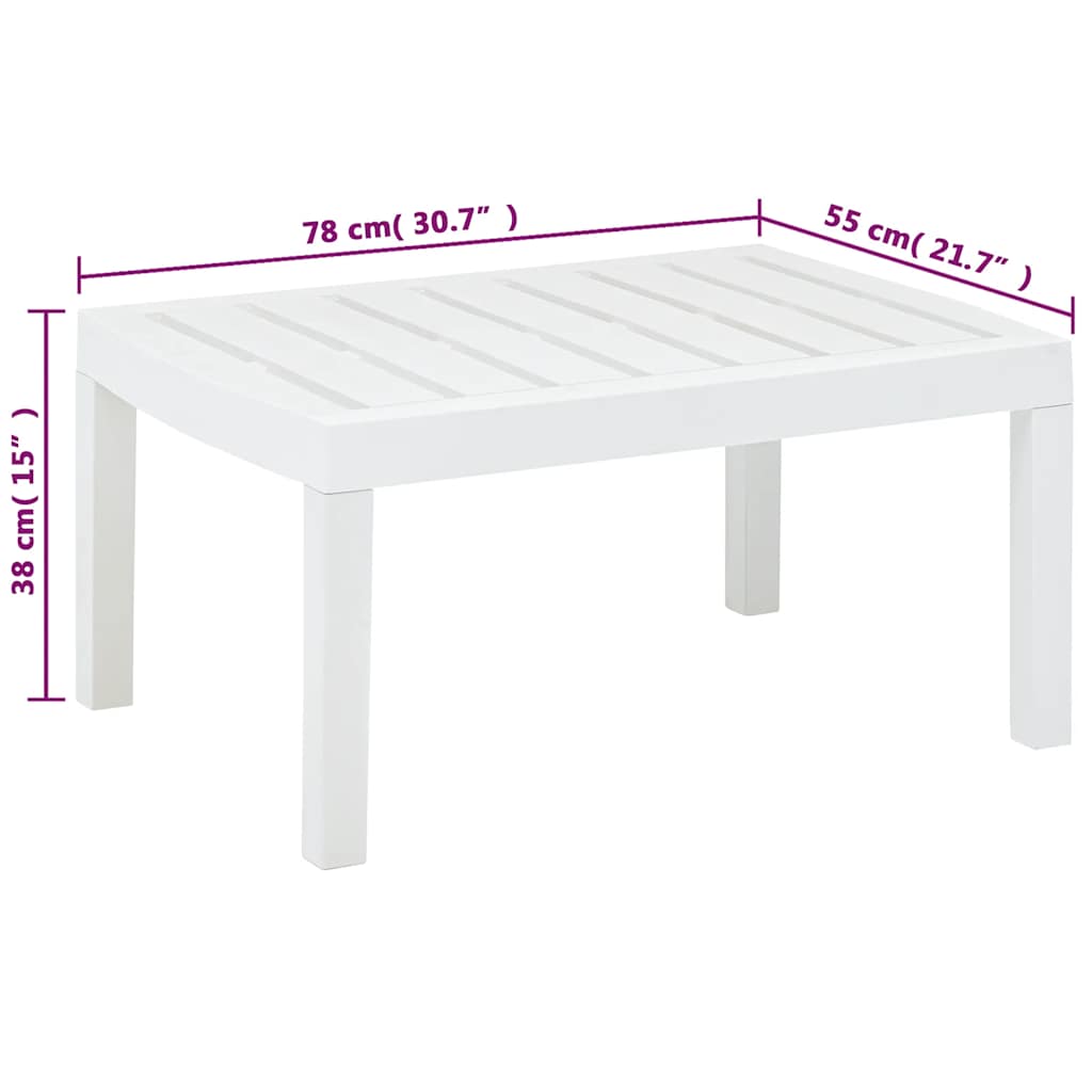 Sodo stalas, baltos spalvos, 78x55x38cm, plastikas