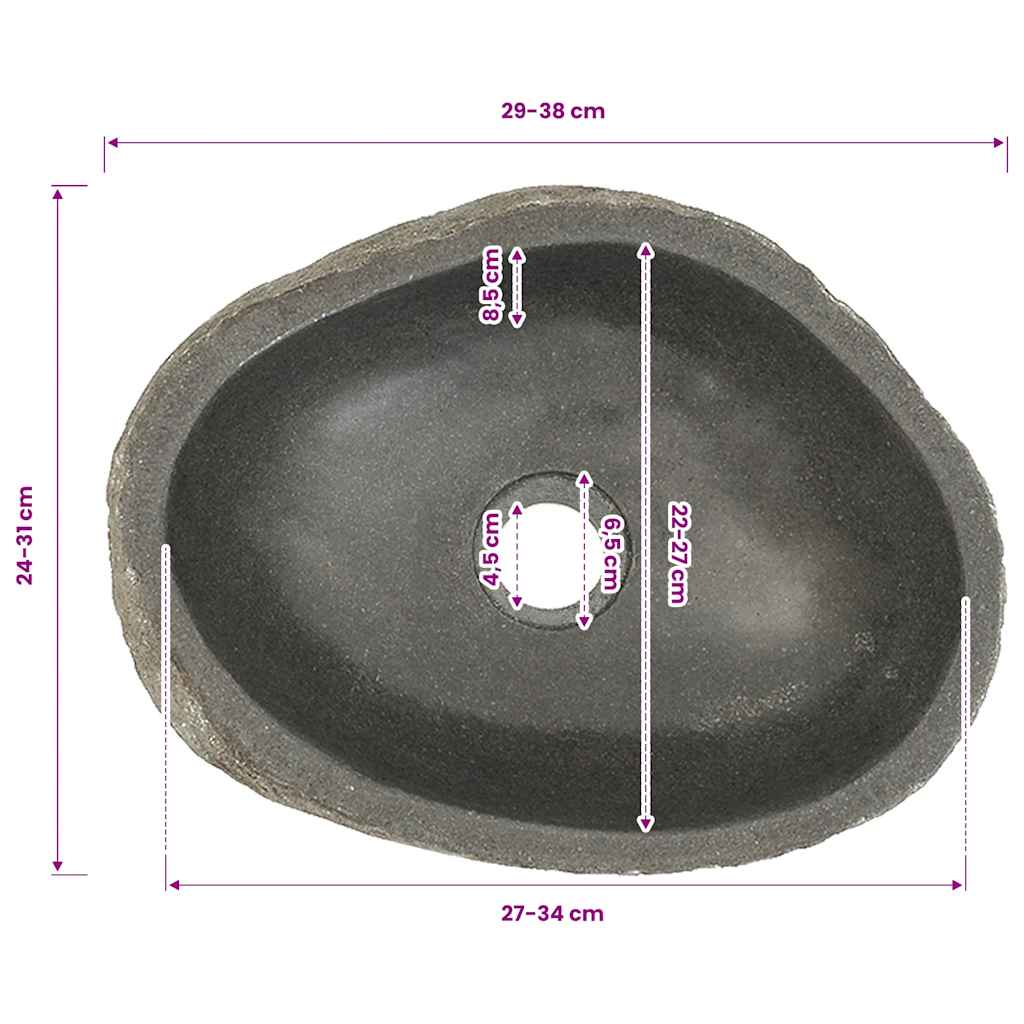 Praustuvas, (29-38)x(24-31)cm, upės akmuo, ovalo formos