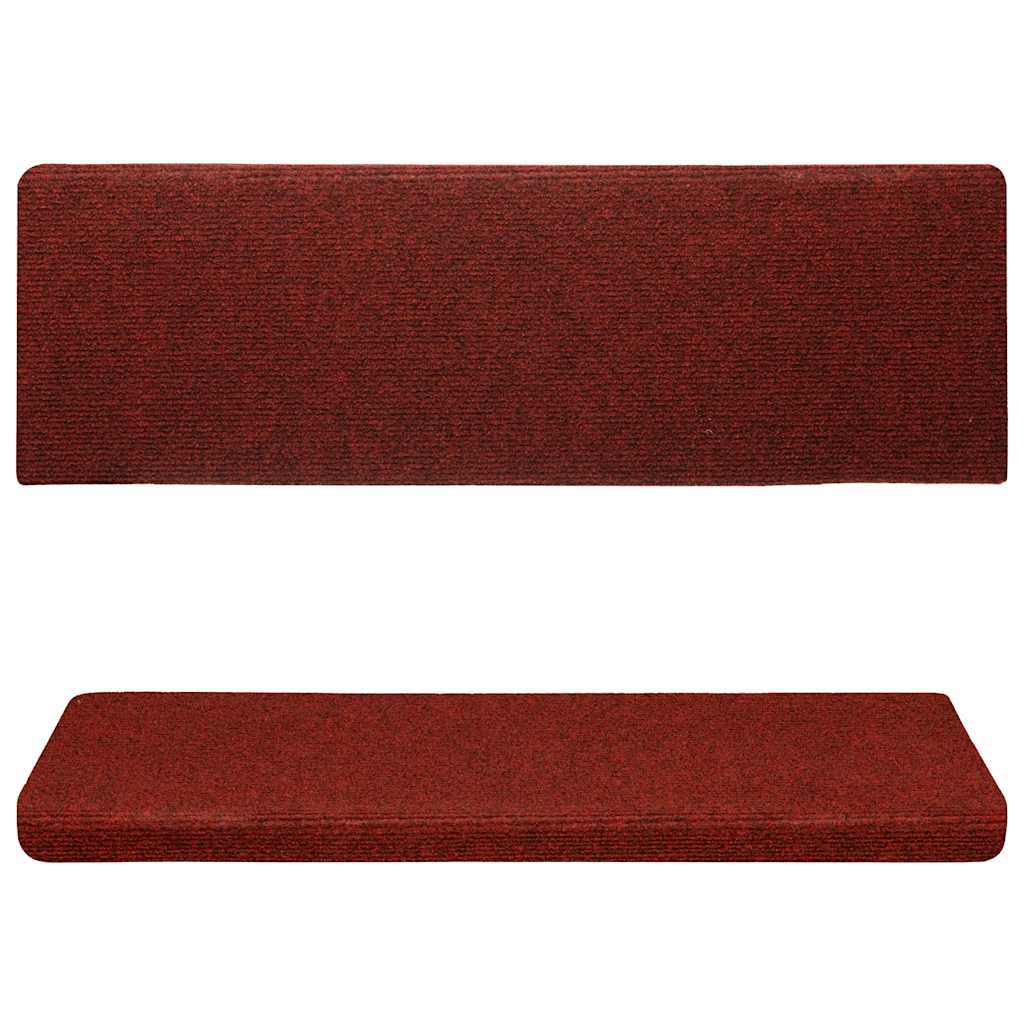 Laiptų kilimėliai, lipnūs, 15 vnt., 65x21x4 cm, bordo raudoni, stačiakampiai, kraštai
