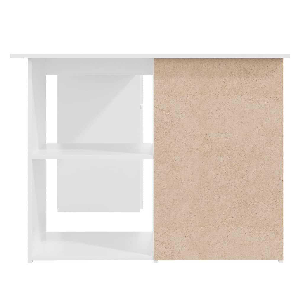 Kampinis rašomasis stalas, baltas, 145x100x76cm, mediena