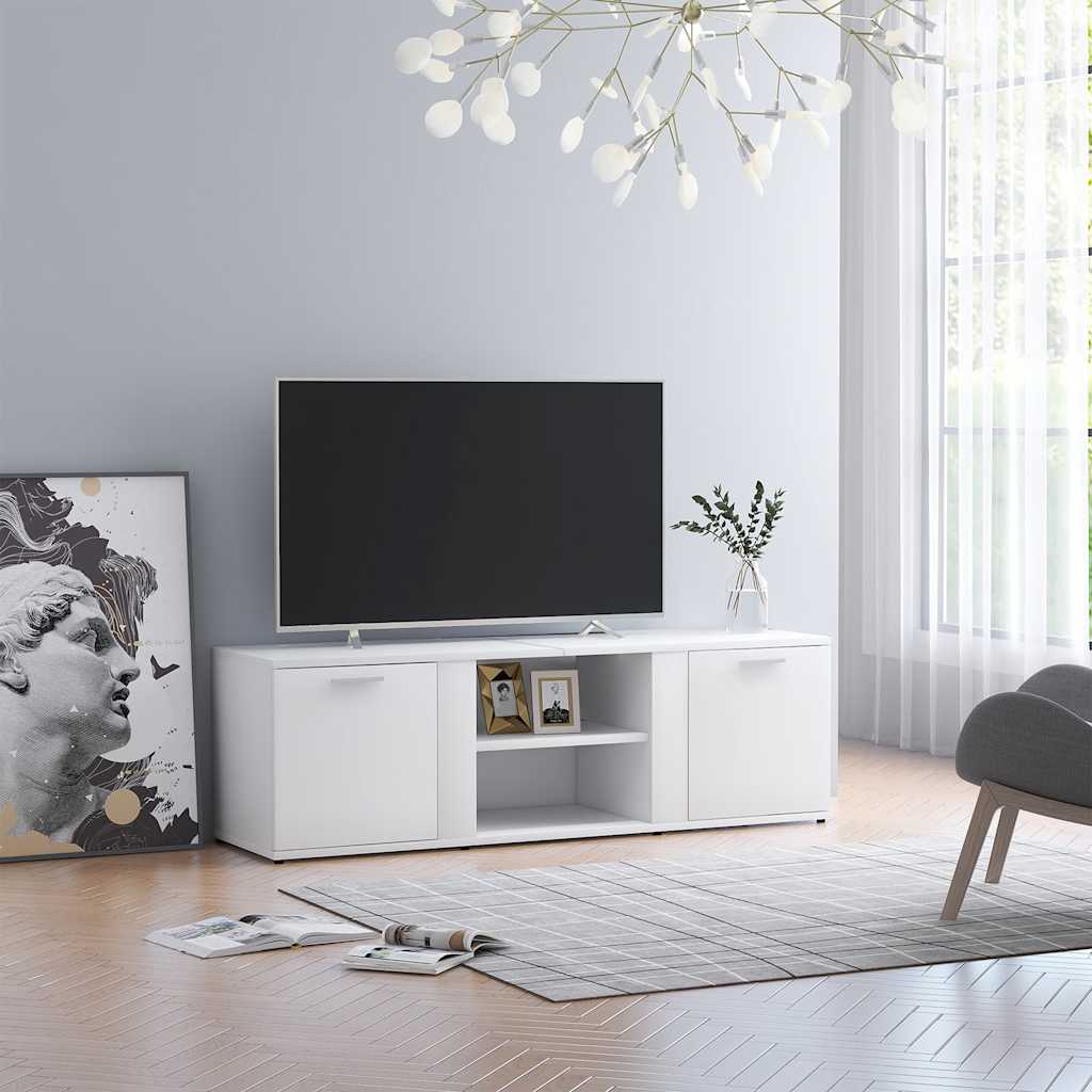 Televizoriaus spintelė, balta, 120x34x37cm, apdirbta mediena