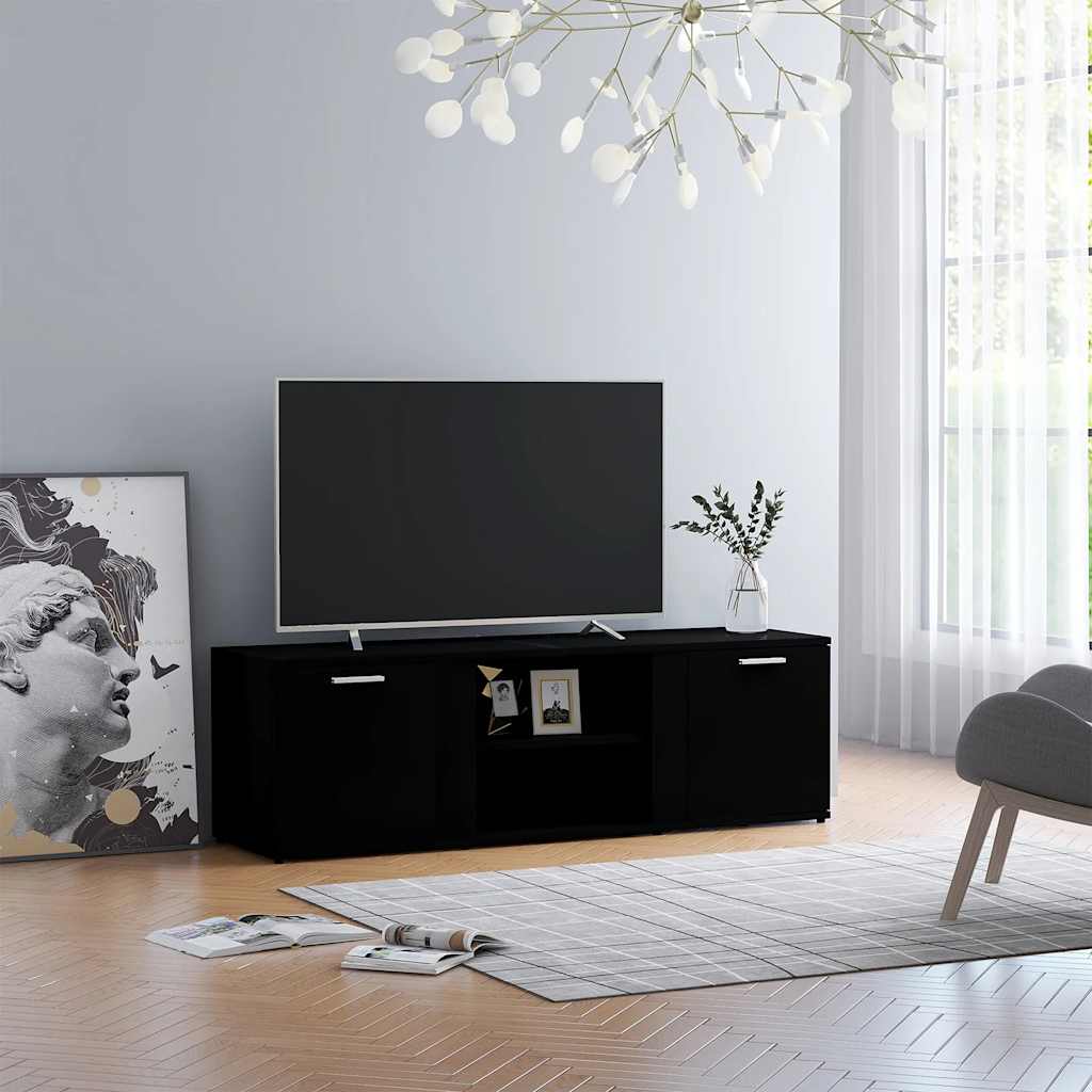 Televizoriaus spintelė, juoda, 120x34x37cm, apdirbta mediena