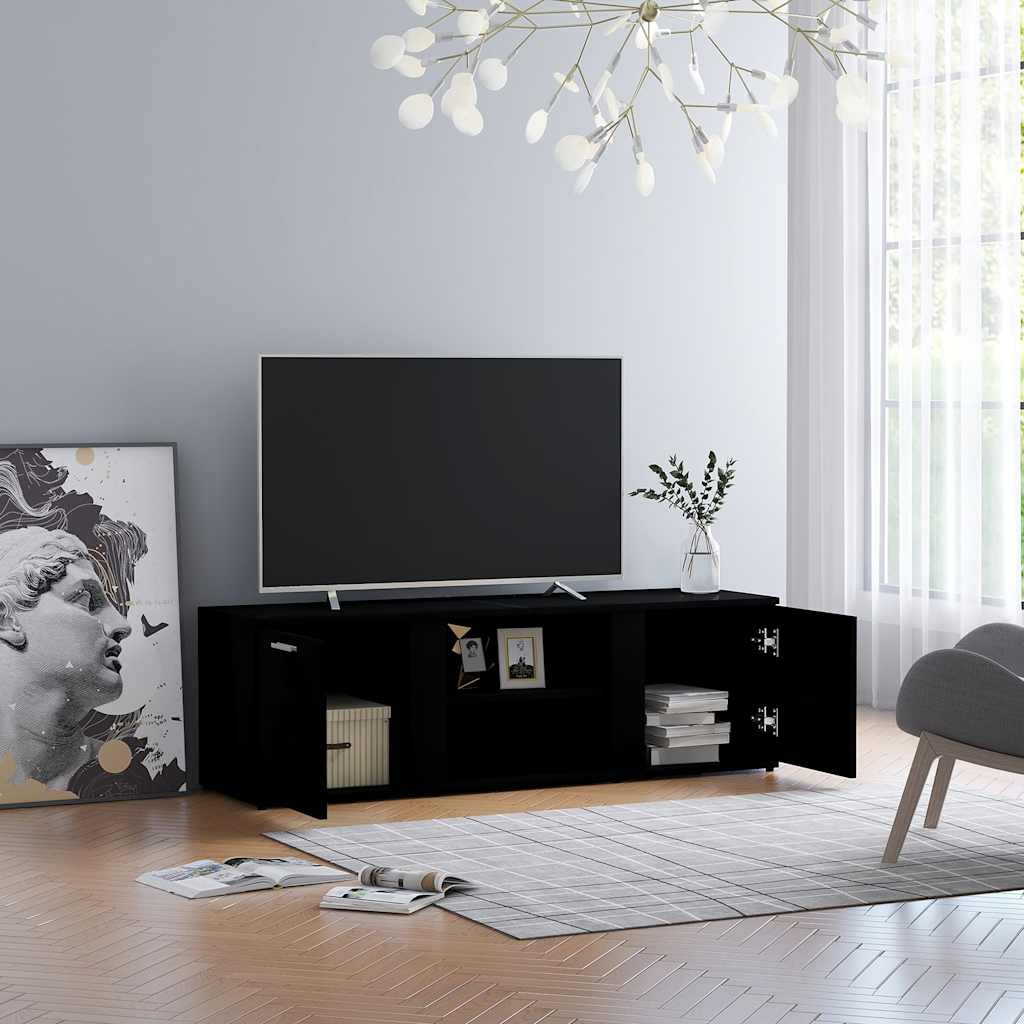 Televizoriaus spintelė, juoda, 120x34x37cm, apdirbta mediena