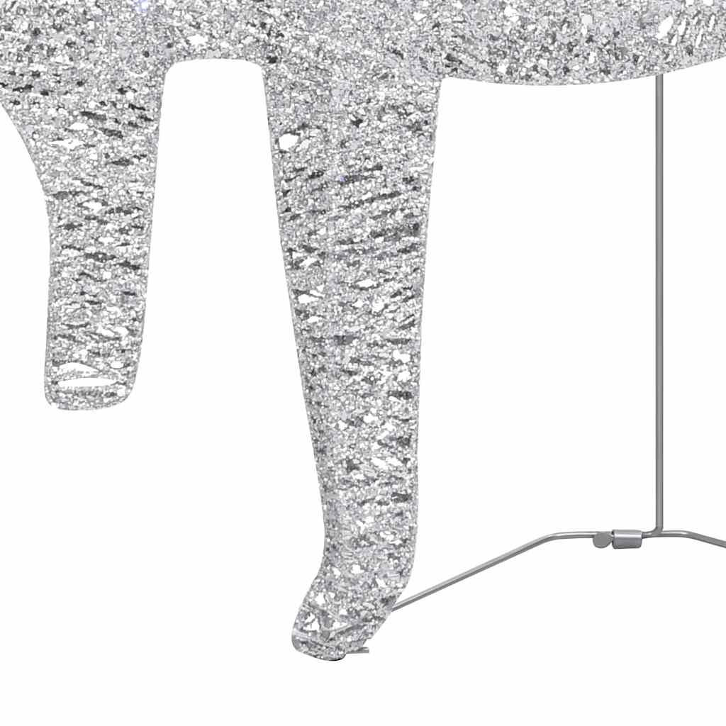 vidaXL Kalėdų dekoracija elniai ir rogės, sidabrinės spalvos, 60 LED