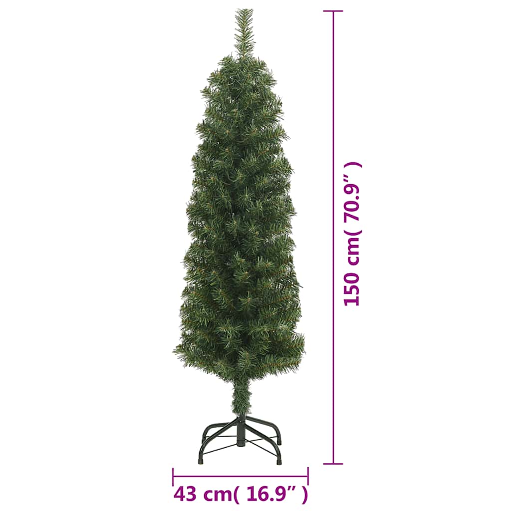 Plona dirbtinė Kalėdų eglutė su stovu, žalia, 150cm, PVC