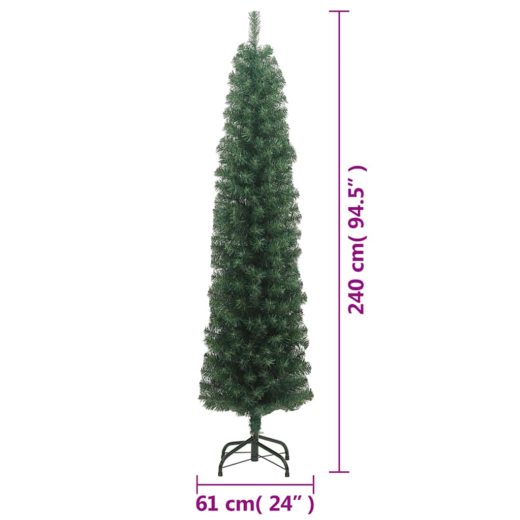 Plona dirbtinė Kalėdų eglutė su stovu, žalia, 240cm, PVC