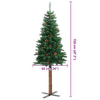 Kalėdų eglutė su kankorėžiais, žalia, 150cm, PVC ir mediena