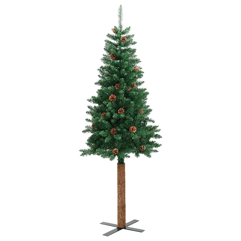Kalėdų eglutė su kankorėžiais, žalia, 180cm, PVC ir mediena