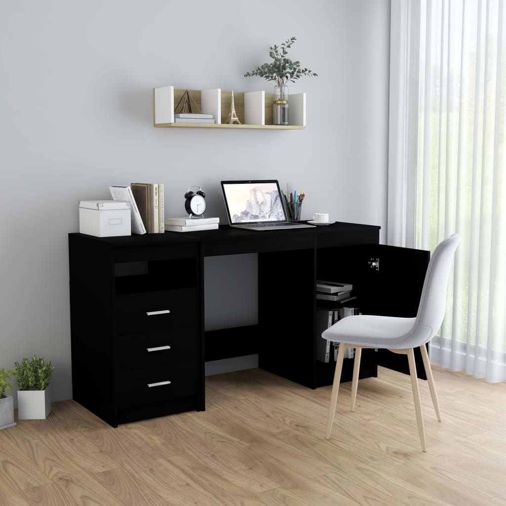 Rašomasis stalas, juodos spalvos, 140x50x76cm, apdirbta mediena