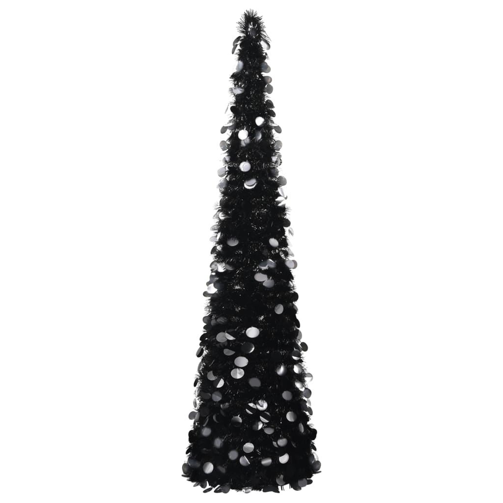 Išskleidžiama dirbtinė Kalėdų eglutė, juoda, 180cm, PET