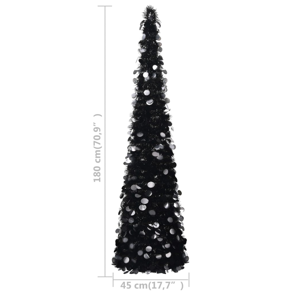 Išskleidžiama dirbtinė Kalėdų eglutė, juoda, 180cm, PET