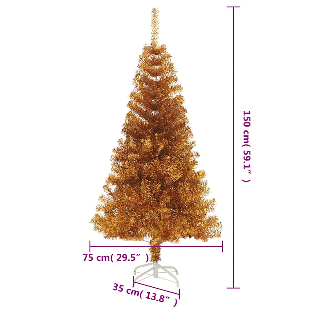 Dirbtinė Kalėdų eglutė su stovu, auksinės spalvos, 150cm, PET