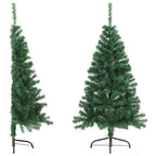 Dirbtinė pusinė Kalėdų eglutė su stovu, žalia, 150cm, PVC