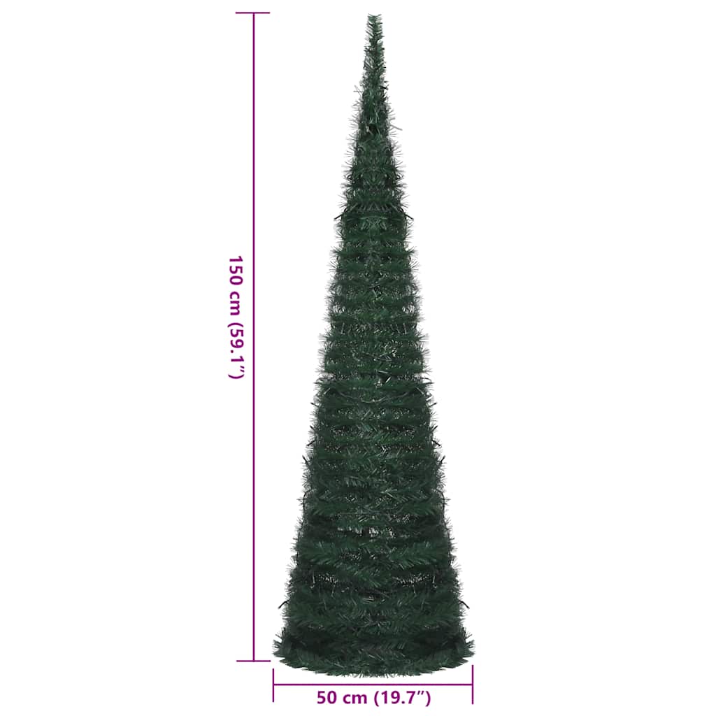 Išskleidžiama apšviesta dirbtinė Kalėdų eglutė, žalia, 150cm