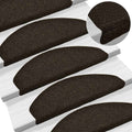 Laiptų kilimėliai, lipnūs, 15 vnt., 65x21x4 cm, tamsiai rudi, pusapvaliai, dideli