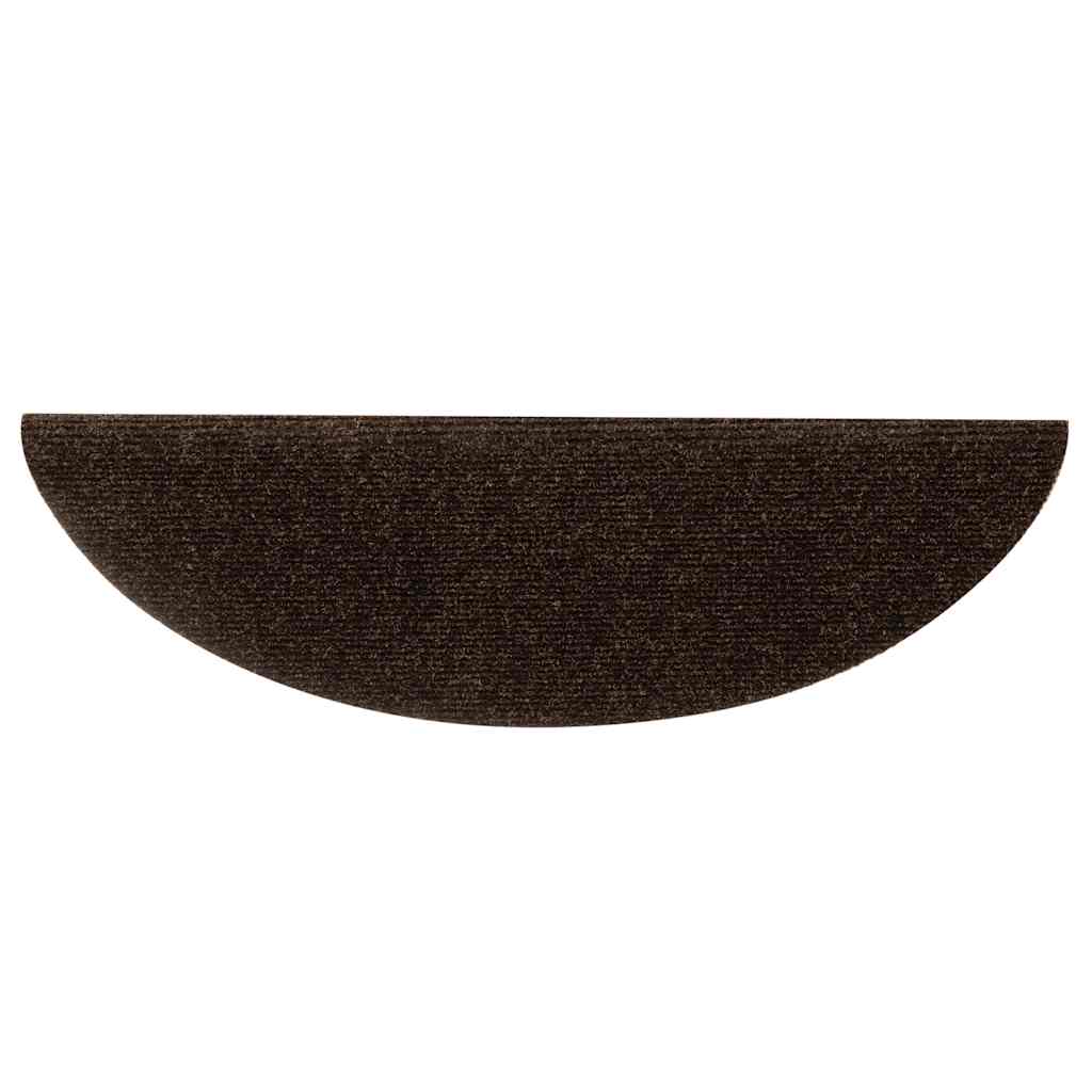 Laiptų kilimėliai, lipnūs, 15 vnt., 56x17x3 cm, rudi, pusapvaliai