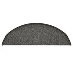 Laiptų kilimėliai, 15 vnt., 56x17x3 cm, tamsiai pilki, pusapvaliai