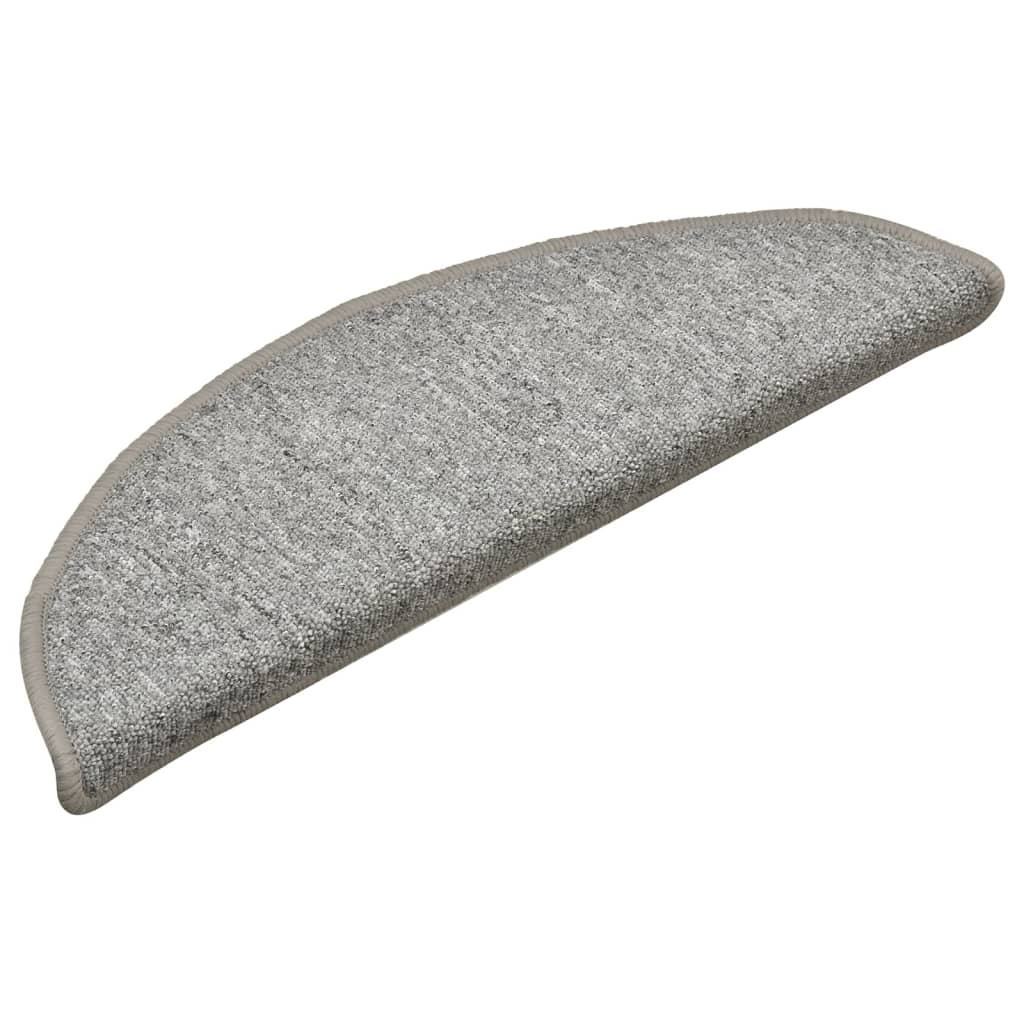 Laiptų kilimėliai, 15 vnt., 56x17x3 cm, šviesiai pilki, pusapvaliai
