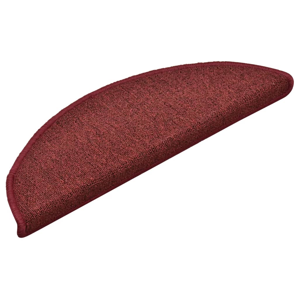 Laiptų kilimėliai, 15 vnt., 56x17x3 cm, bordo spalvos, pusapvaliai