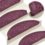 Laiptų kilimėliai, 15 vnt., 56x17x3 cm, tamsiai violetiniai, pusapvaliai