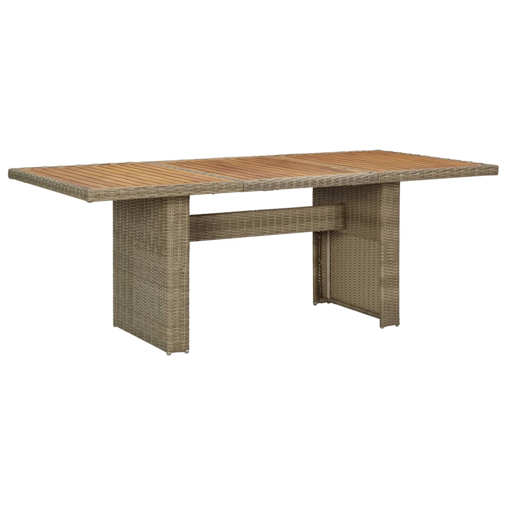Sodo valgomojo stalas, rudas, 200x100x74cm, stiklas/poliratanas