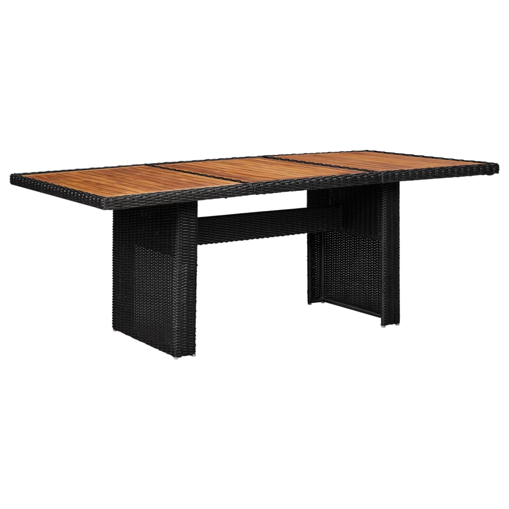 Sodo valgomojo stalas, rudas, 200x100x74cm, stiklas/poliratanas